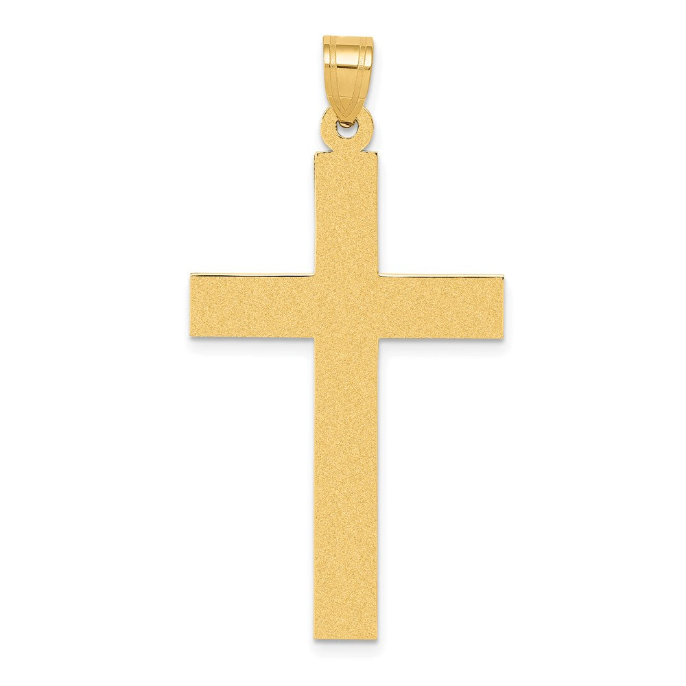Solid;14k Yellow gold;Engravable;Satin Back;Sandblast finish