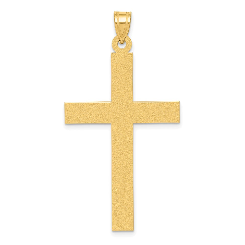 Solid;14k Yellow gold;Stamped;Engravable;Satin Back;Sandblast finish