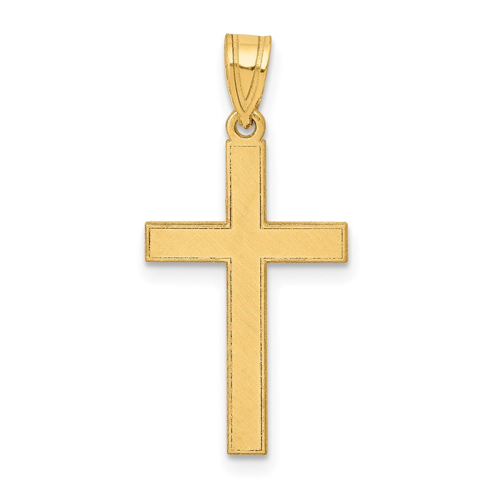 Solid;Die struck;14k Yellow gold;Flat back;Engravable;Not engraveable by QG;Florentine;Satin Back