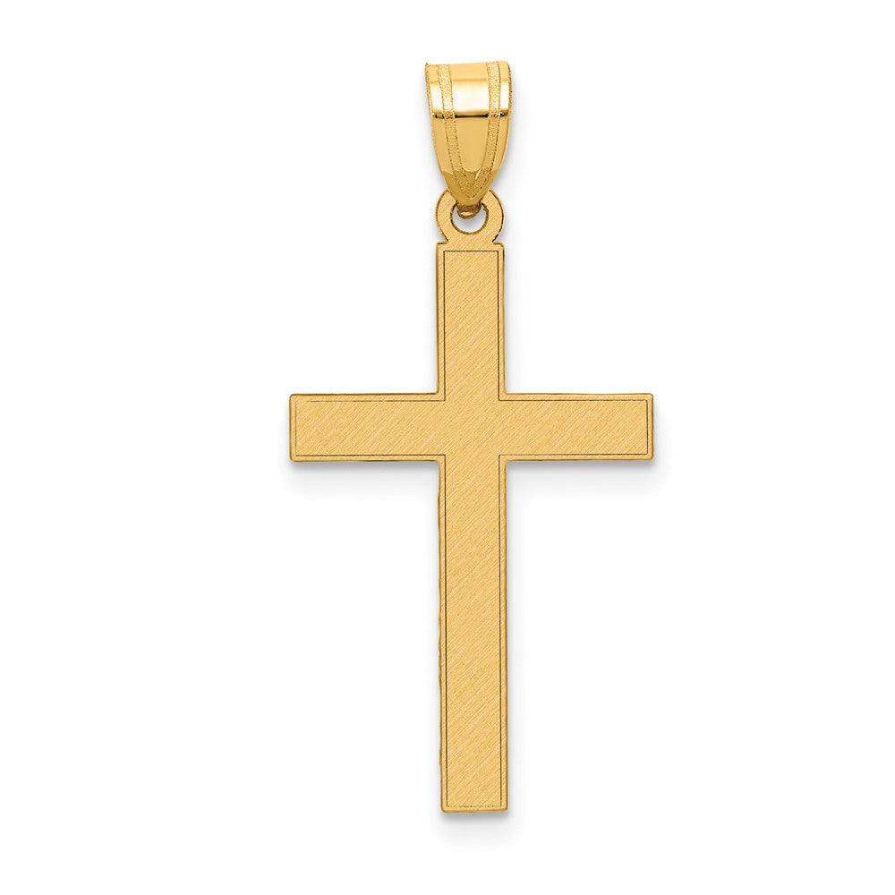 Solid;14k Yellow gold;Stamped;Flat back;Not engraveable by QG;Florentine;Satin Back