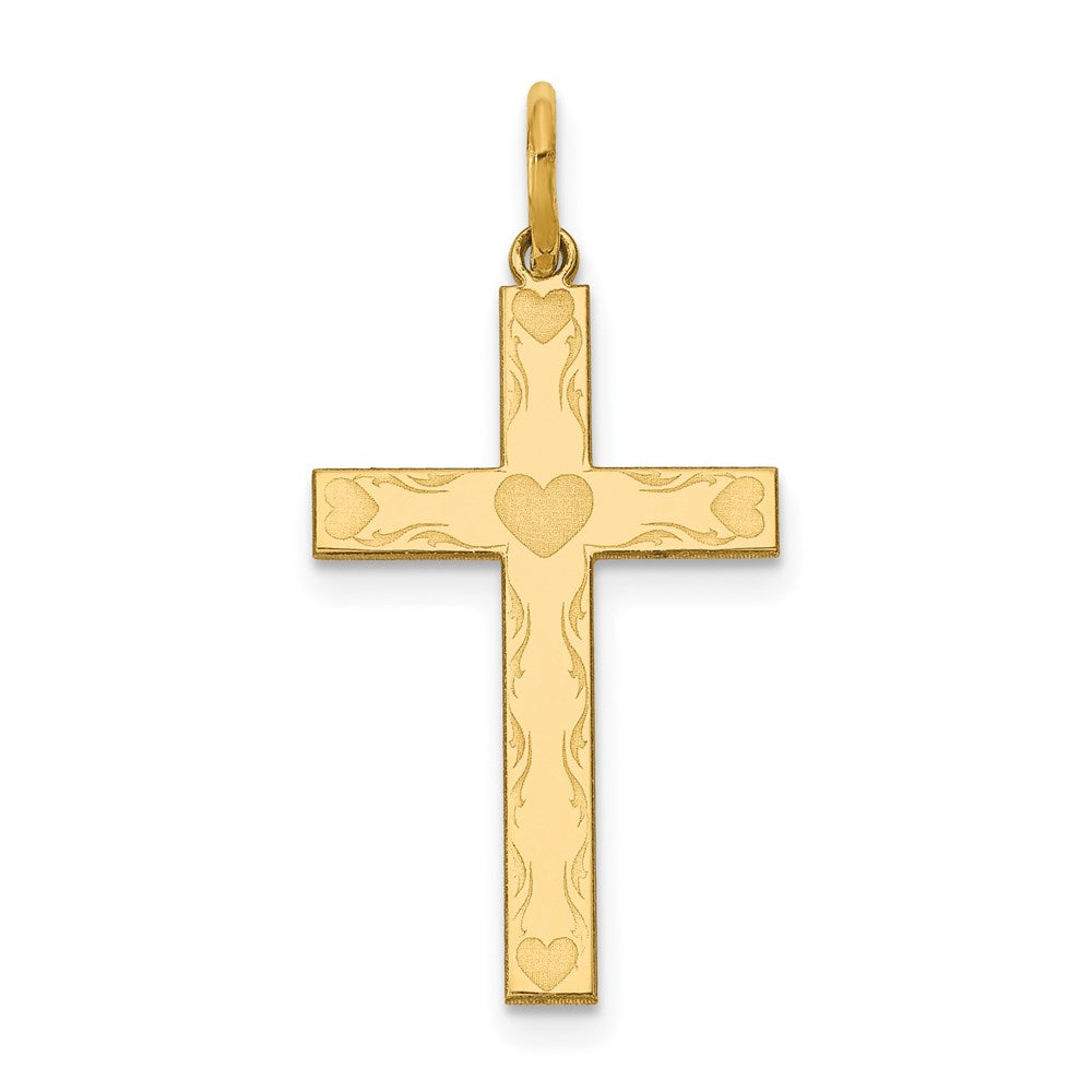 Solid;Polished;14k Yellow gold;Polished back;Not engraveable by QG;Laser Etched