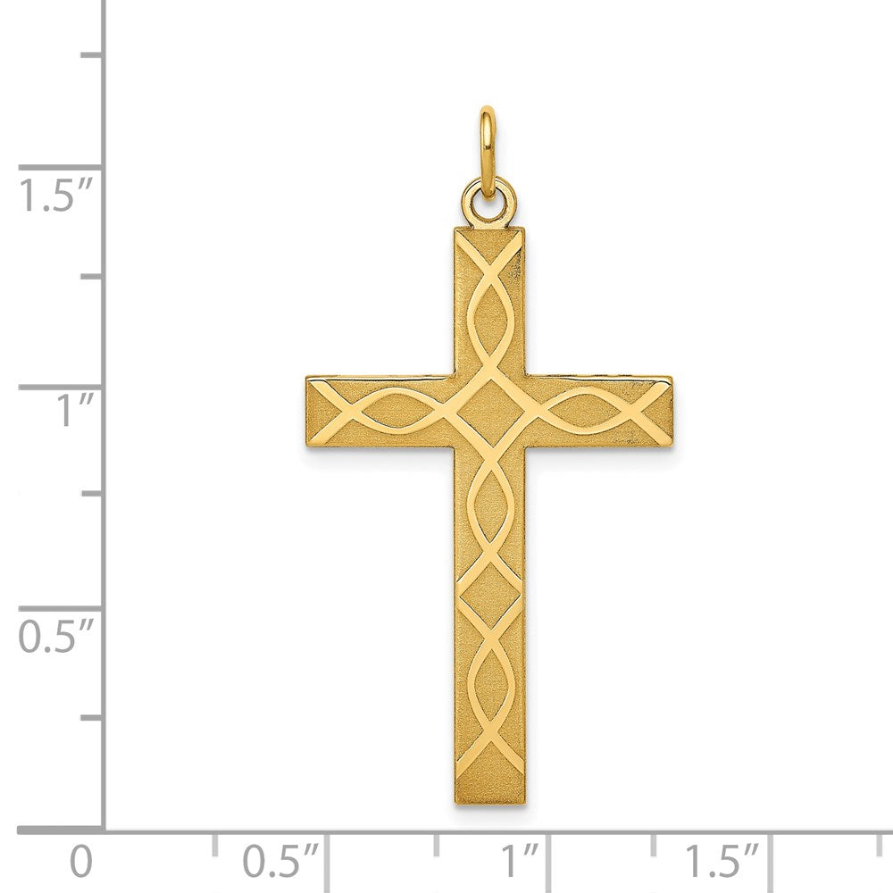 14K Laser Designed Ichthus Cross Charm