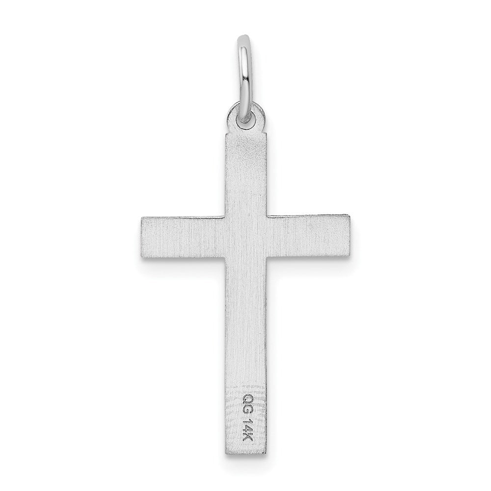 14K White Gold Laser Designed Floral Cross Charm