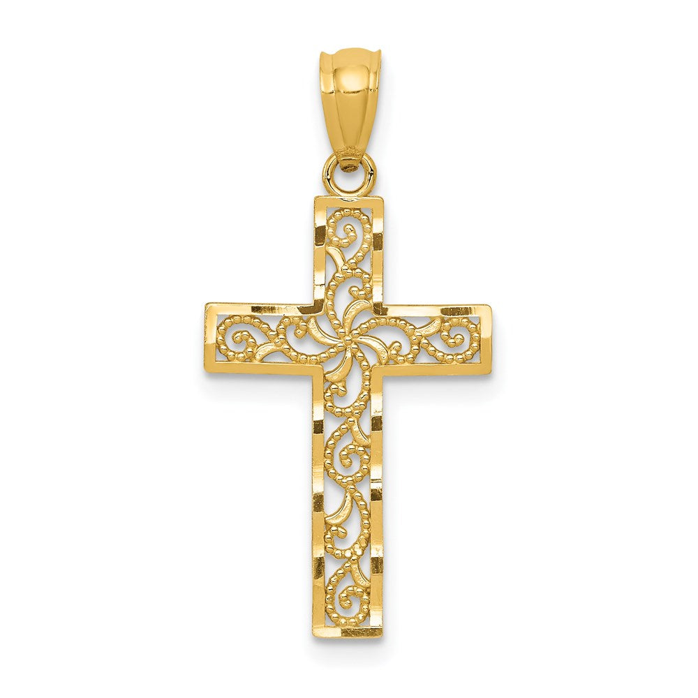 Diamond-cut;Polished;14k Yellow gold;Textured