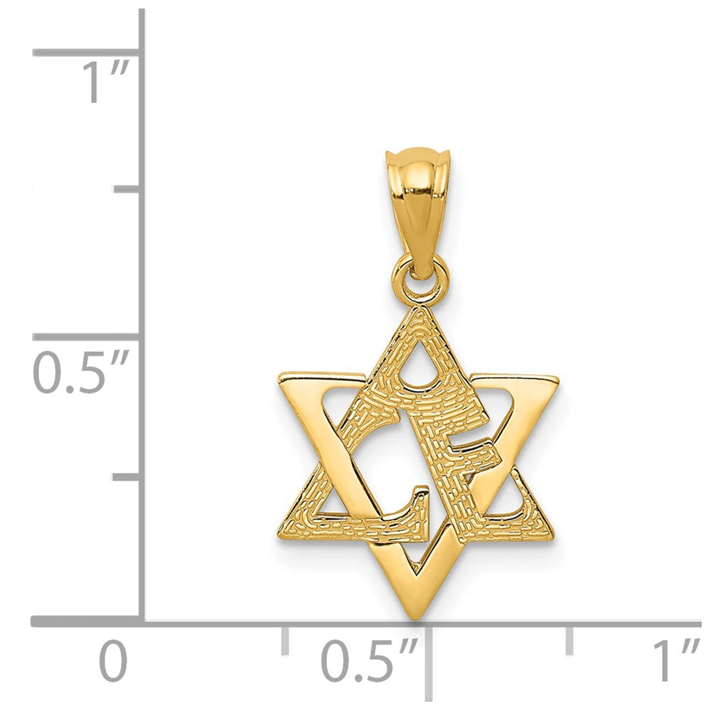14k Polished and Textured Star of David Pendant