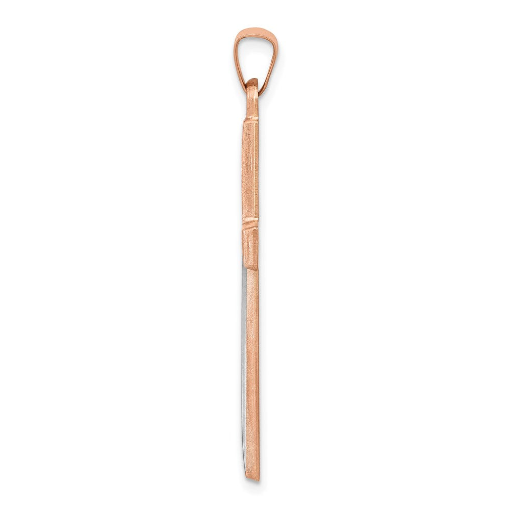 14k Rose Gold and White Rhodium Cross Pendant