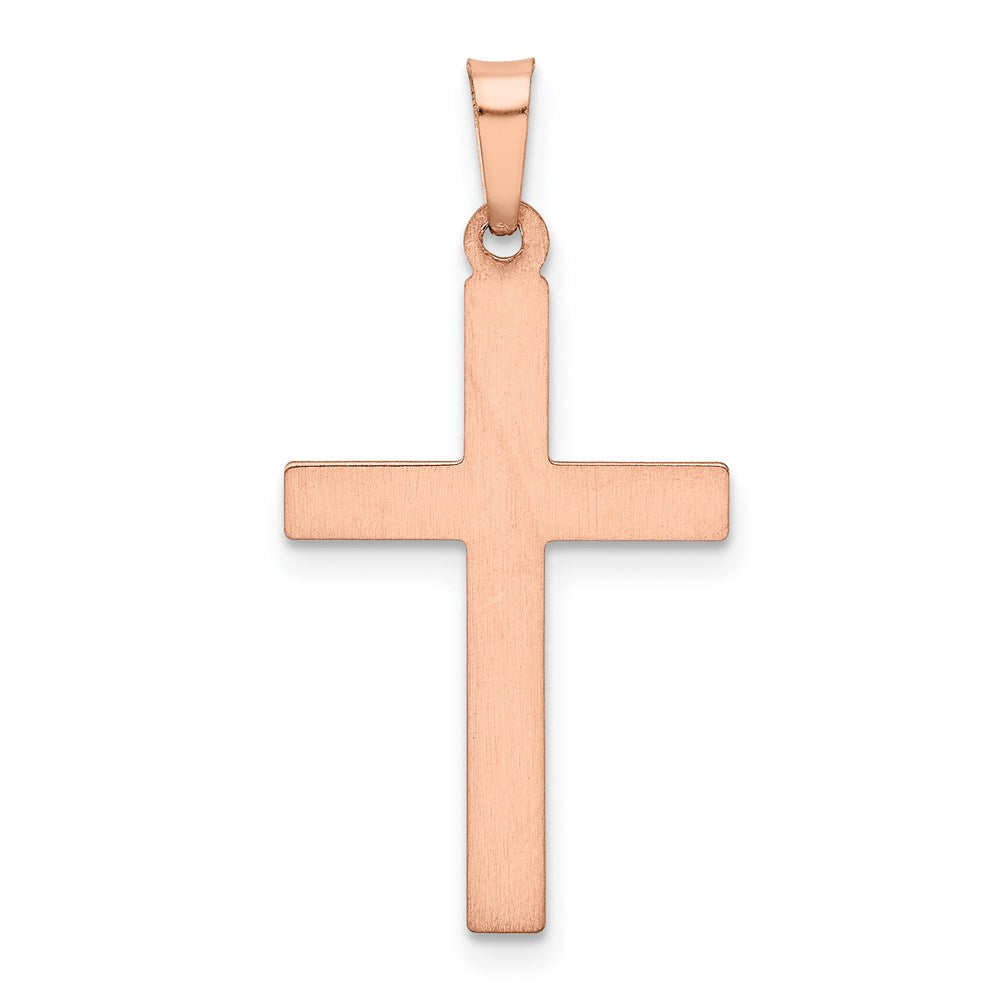 14k Rose Gold and White Rhodium Hollow Cross Pendant
