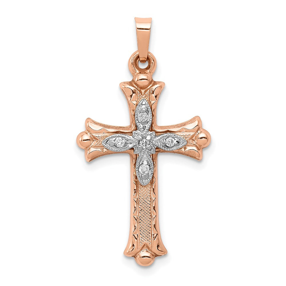 Solid;Polished;Die struck;14K Two-tone;14K White gold;Flat back;14k Rose gold