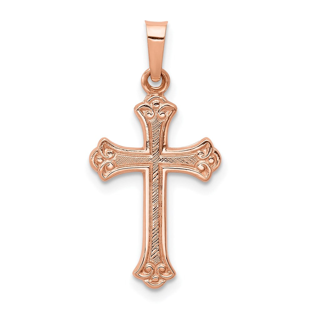 Solid;Polished;Die struck;Flat back;Engravable;14k Rose gold