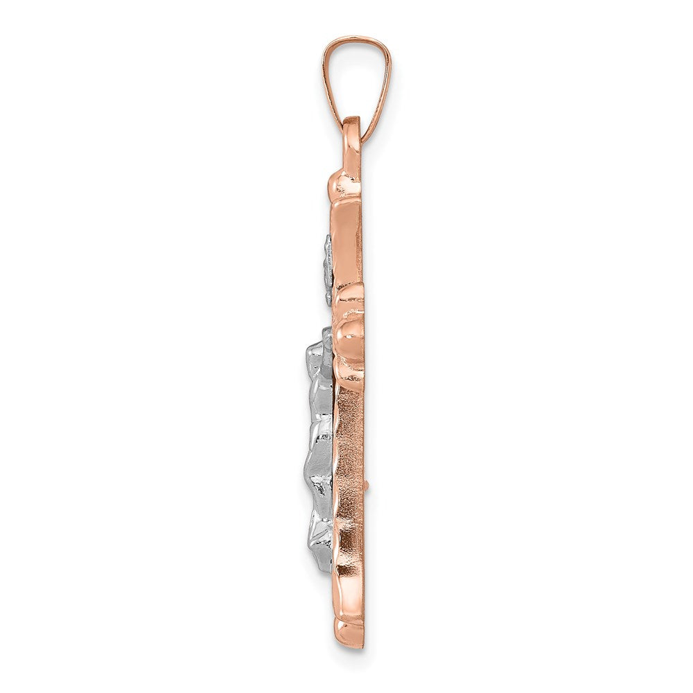 14k Two-tone Hollow Crucifix Pendant