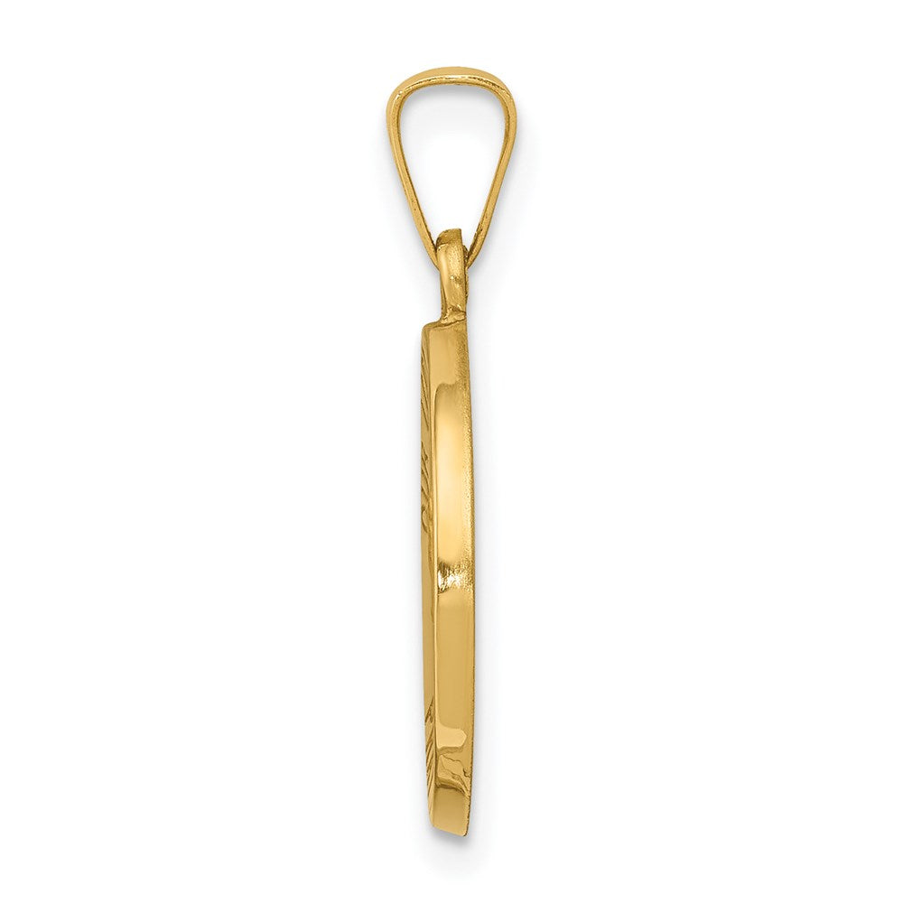 14k Polished and Satin Hollow Our Lady of Fatima Medal Round Pendant