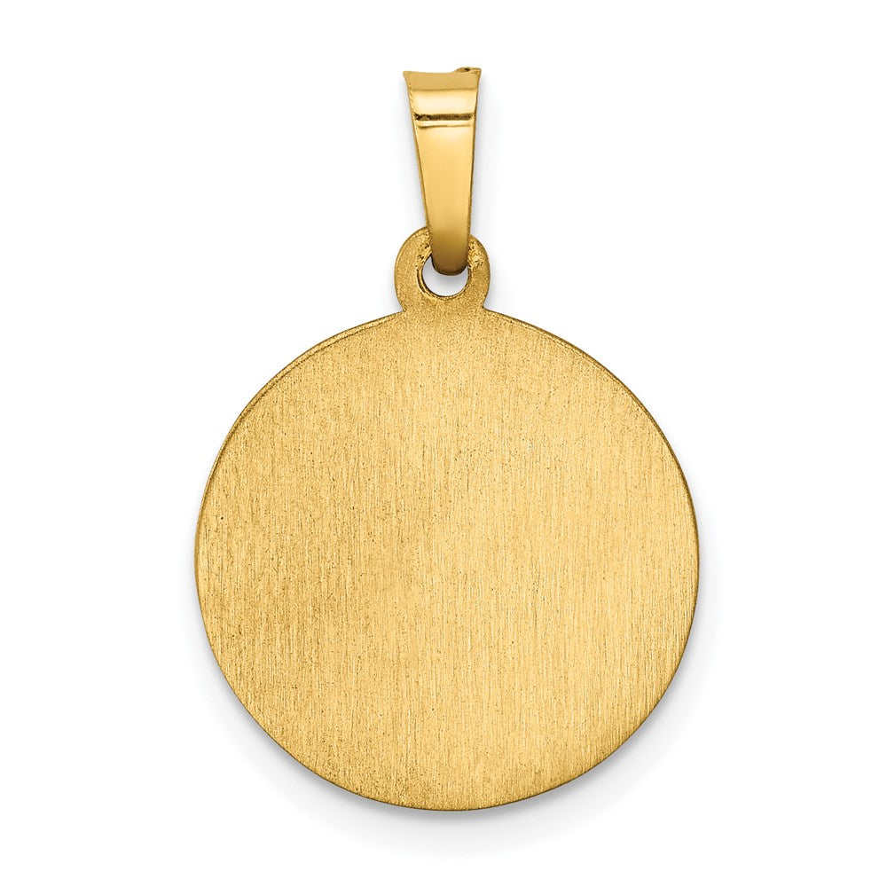 14k Polished and Satin Hollow Our Lady of Fatima Medal Round Pendant