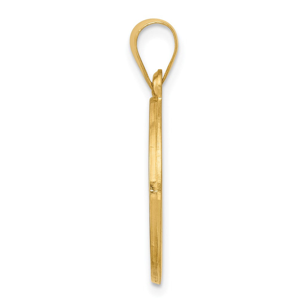 14k Polished and Satin Hollow Our Lady of Lourdes Medal Round Pendant