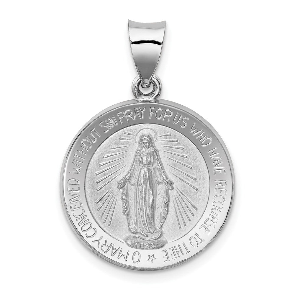 Die struck;14K White gold;Hollow;Polished & satin