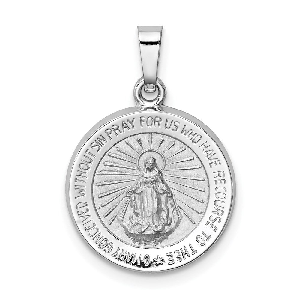 Die struck;14K White gold;Hollow;Polished & satin