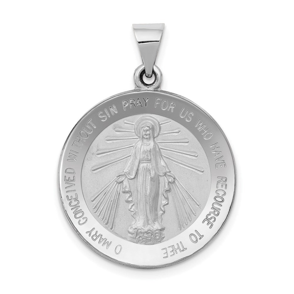 Die struck;14K White gold;Hollow;Polished & satin