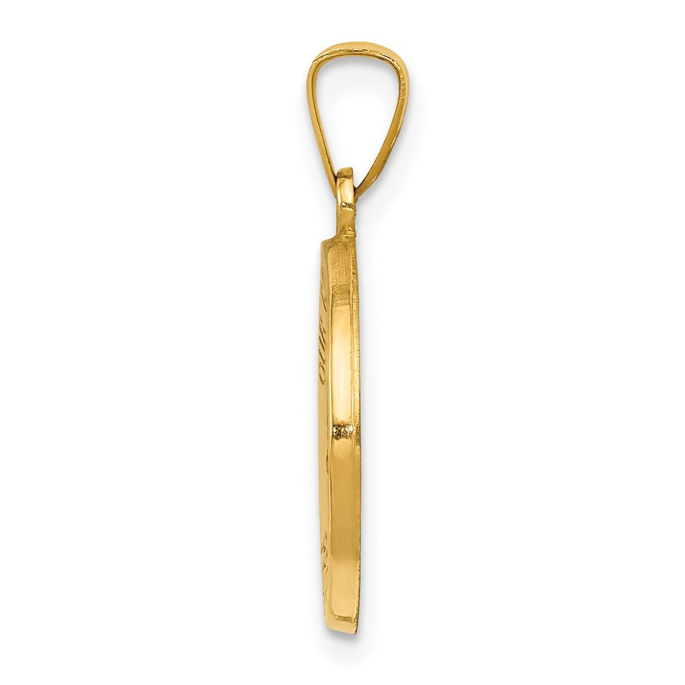 14k Polished and Satin Hollow Our Guardian Angel Medal Charm