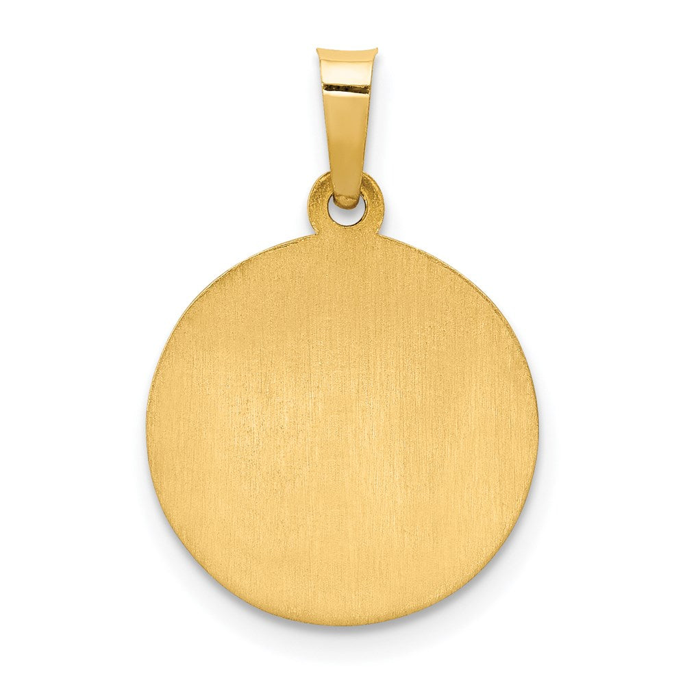 14k Polished and Satin Hollow Our Guardian Angel Medal Charm