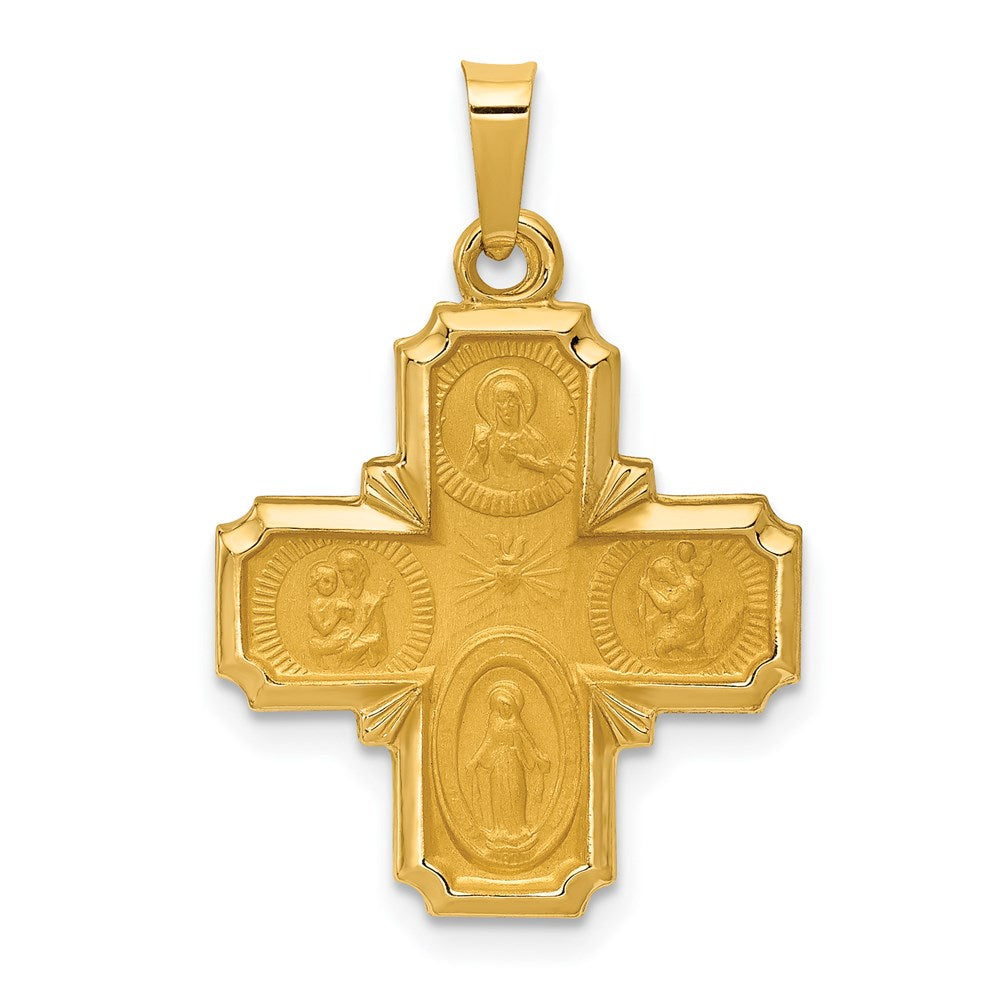 Die struck;14k Yellow gold;Hollow;Reversible;Polished & satin