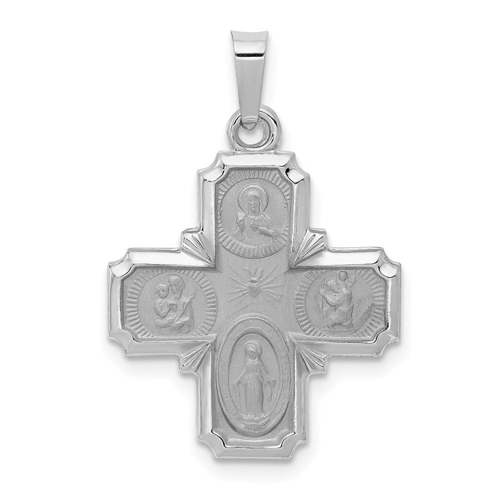 Die struck;14K White gold;Hollow;Reversible;Polished & satin