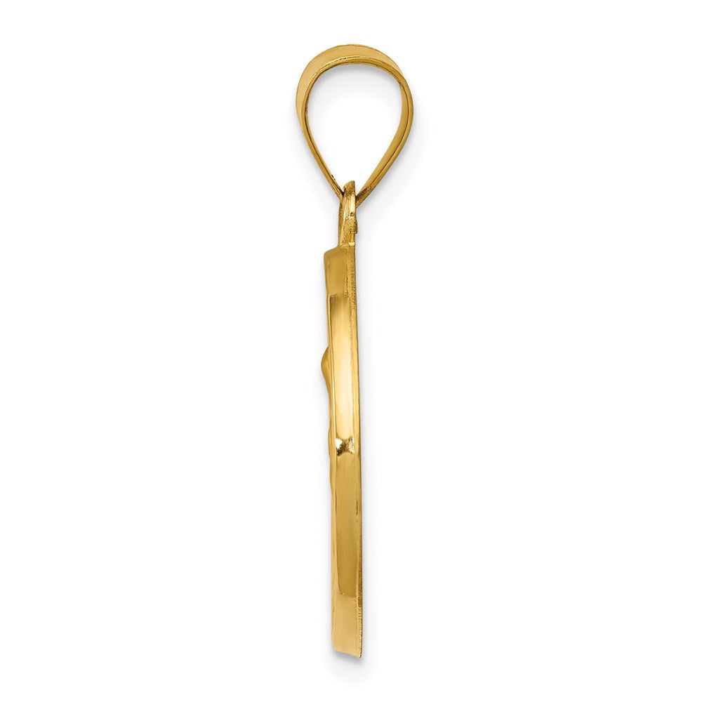 14k Polished and Satin Hollow St. Anne Medal Pendant