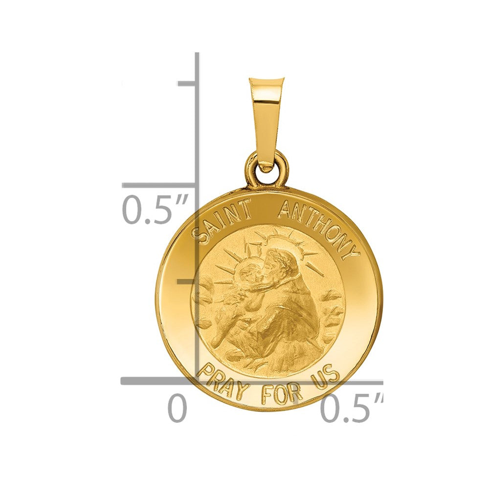 14k Polished and Satin Hollow St. Anthony Medal Pendant