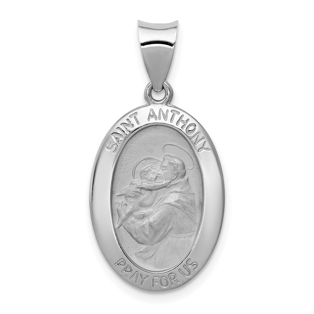 Die struck;14K White gold;Hollow;Engravable;Polished & satin;Oval