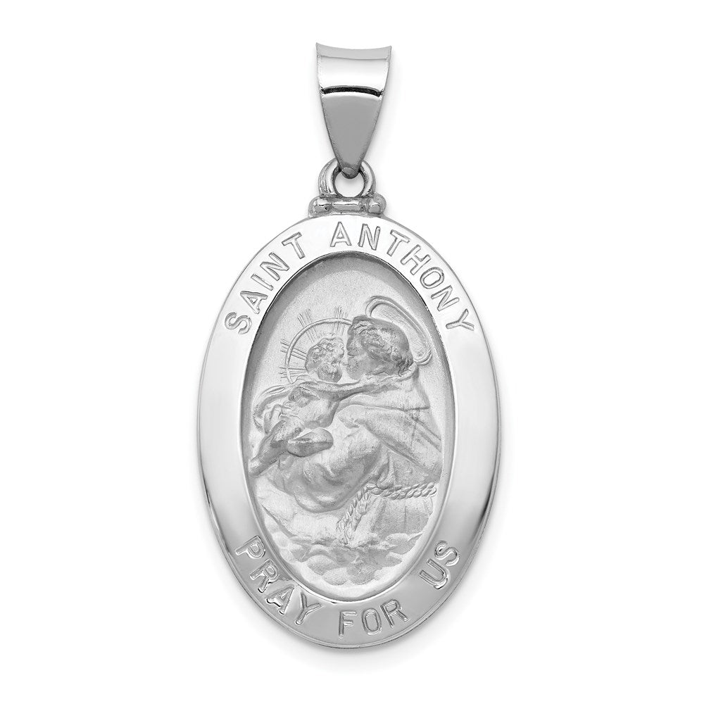 Die struck;14K White gold;Hollow;Polished & satin;Oval