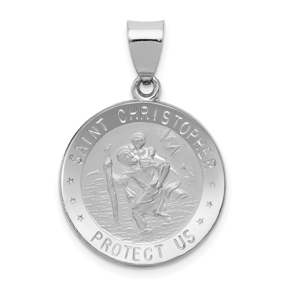 Die struck;14K White gold;Hollow;Engravable;Polished & satin