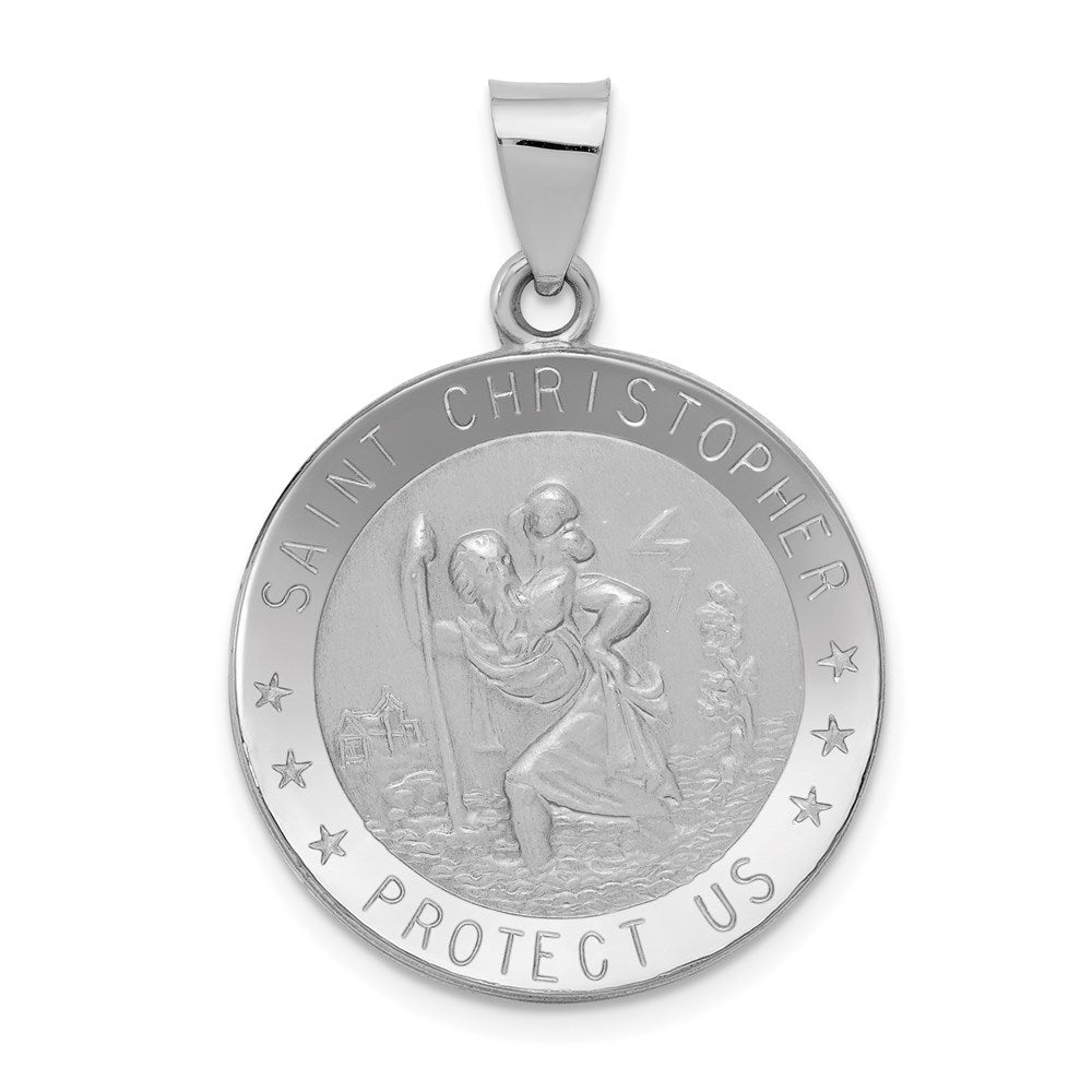Die struck;14K White gold;Hollow;Engravable;Polished & satin