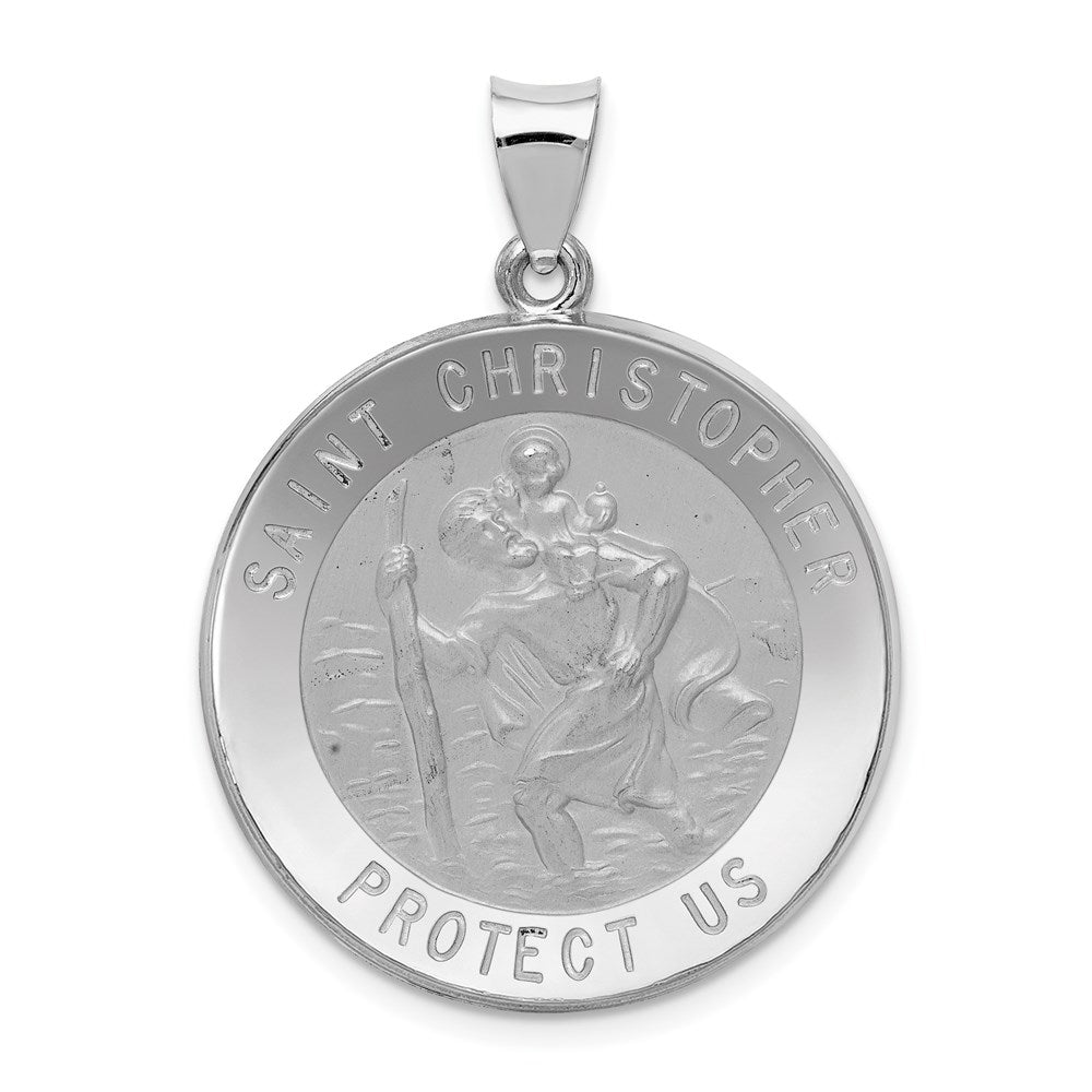 Die struck;14K White gold;Hollow;Engravable;Polished & satin