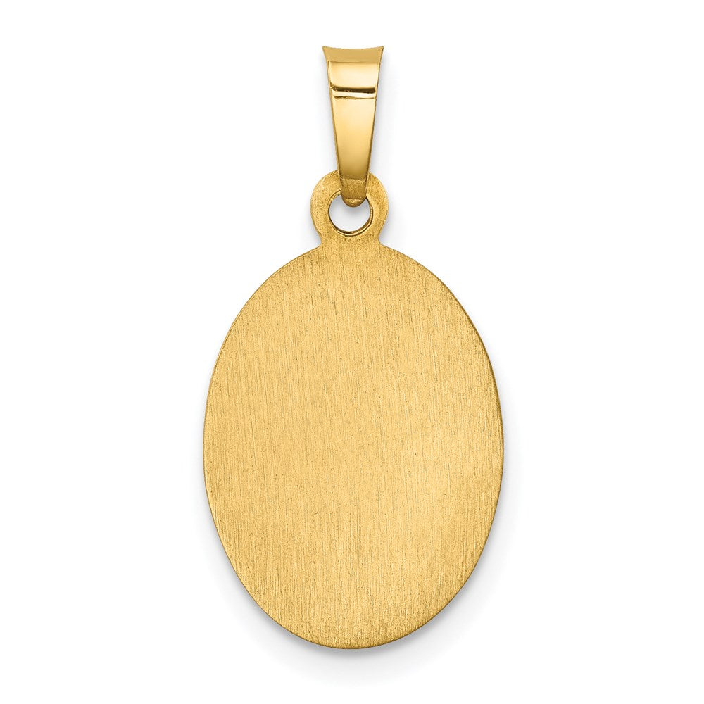 14k Polished and Satin Hollow St. Christopher Medal Oval Pendant