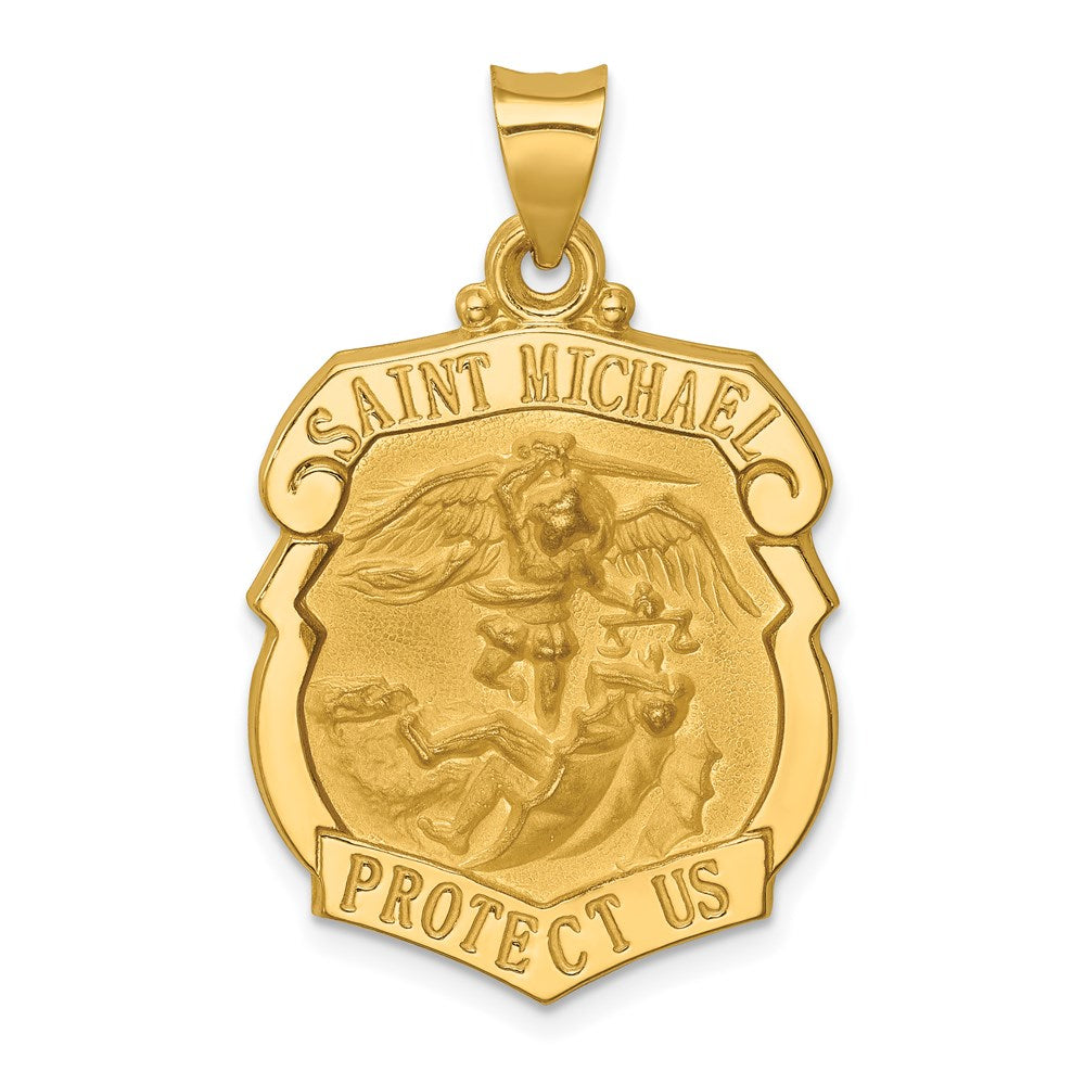 Die struck;14k Yellow gold;Hollow;Engravable;Polished & satin;Satin Back