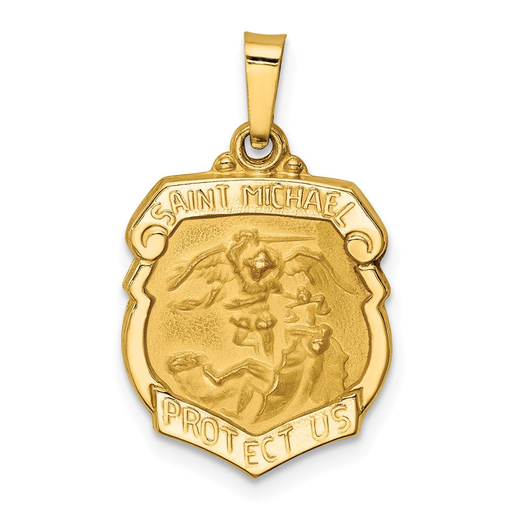 Die struck;14k Yellow gold;Hollow;Engravable;Polished back;Polished & satin