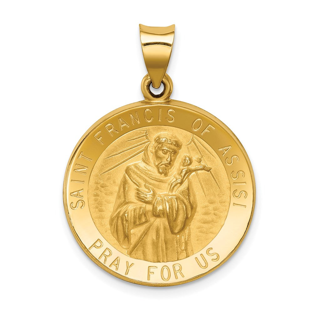 Die struck;14k Yellow gold;Hollow;Engravable;Polished & satin