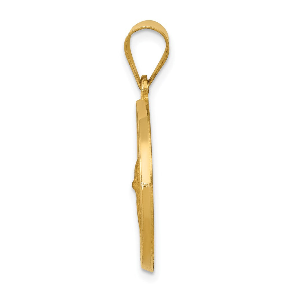 14k Polished and Satin Hollow Saint Gerard Medal Round Pendant