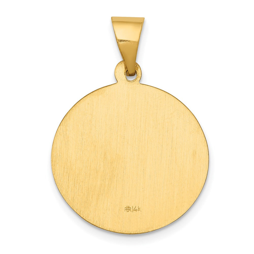 14k Polished and Satin Hollow St John the Baptist Medal Round Pendant