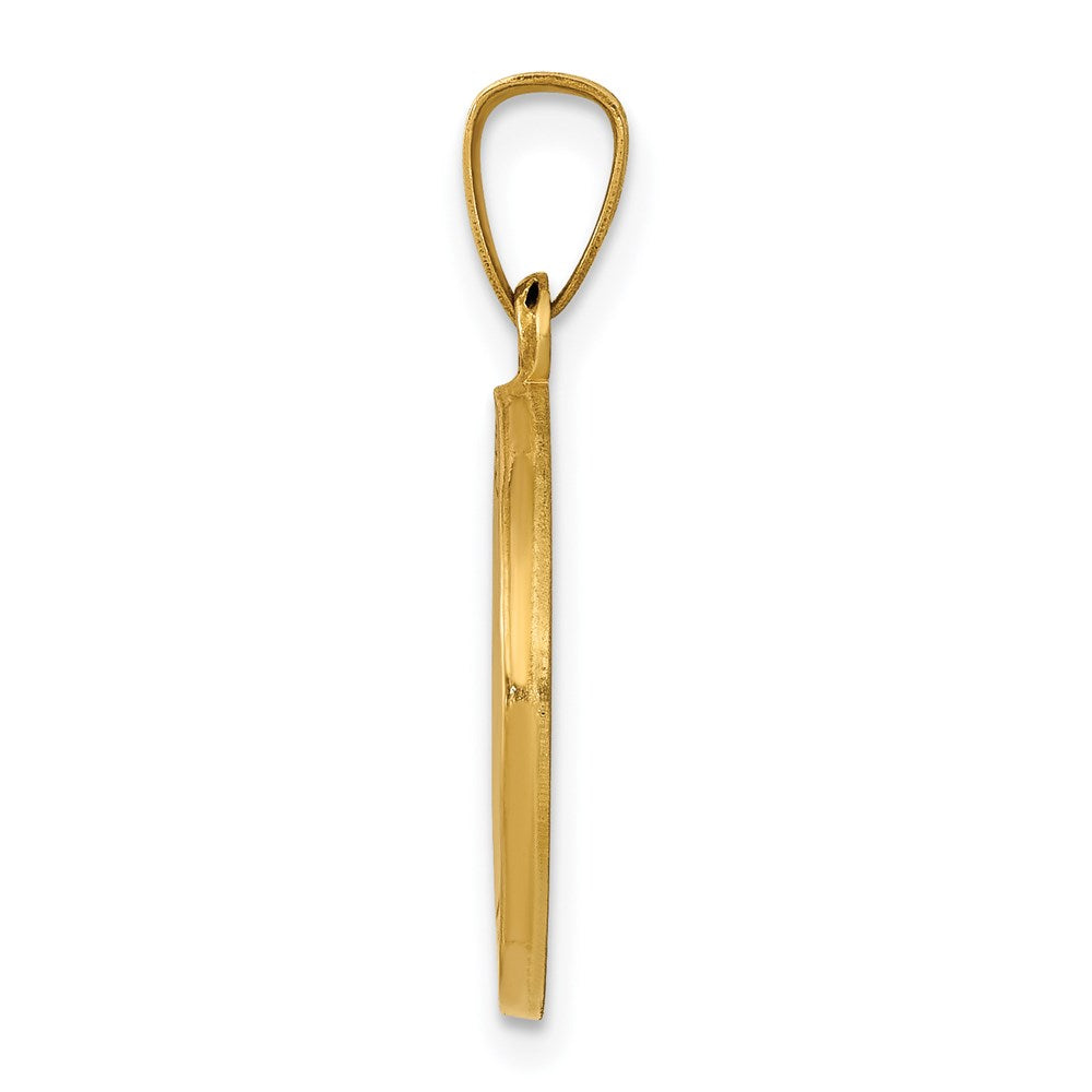 14k Polished and Satin Hollow St Joseph Medal Round Pendant
