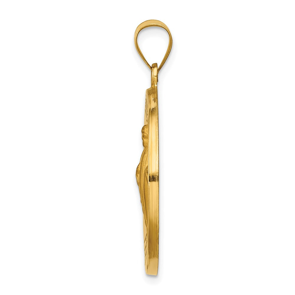 14k Polished and Satin Large Hollow St. Jude Thaddeus Medal Round Pendant