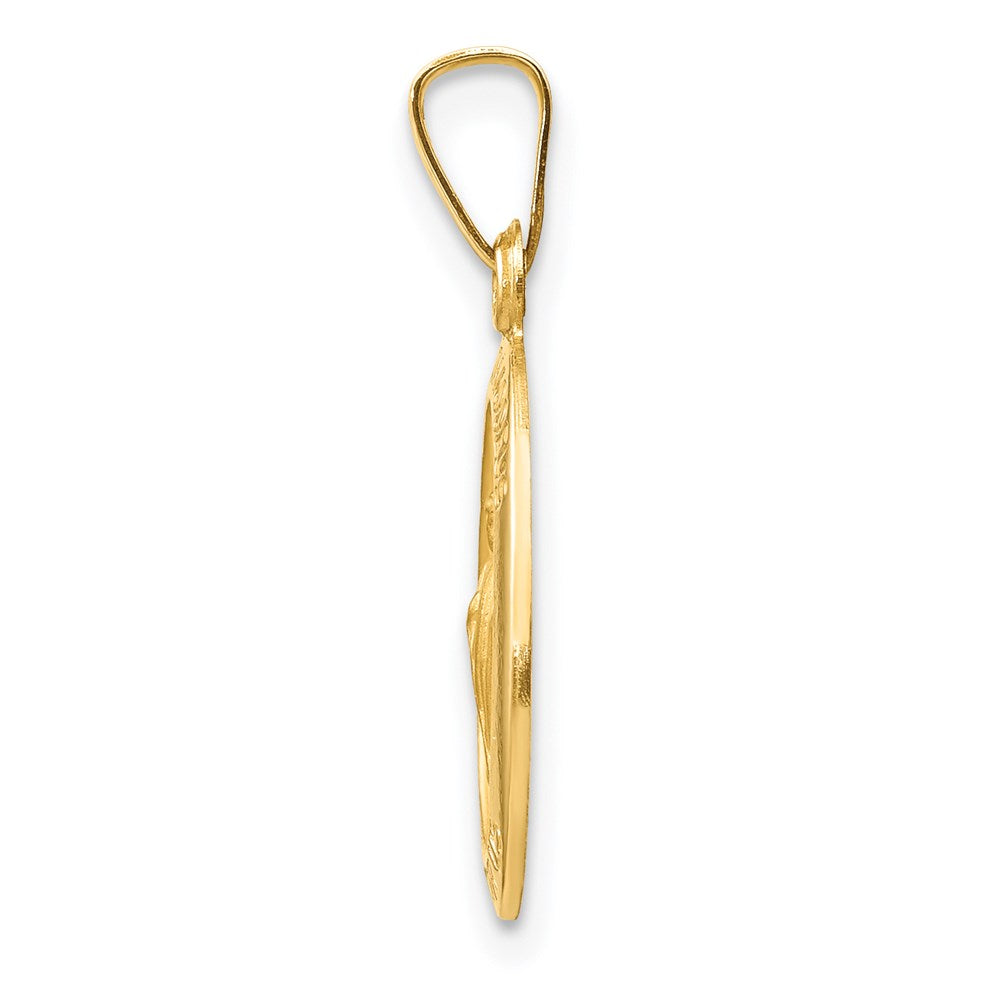14k Polished and Satin Hollow St Jude Thaddeus Medal Oval Pendant