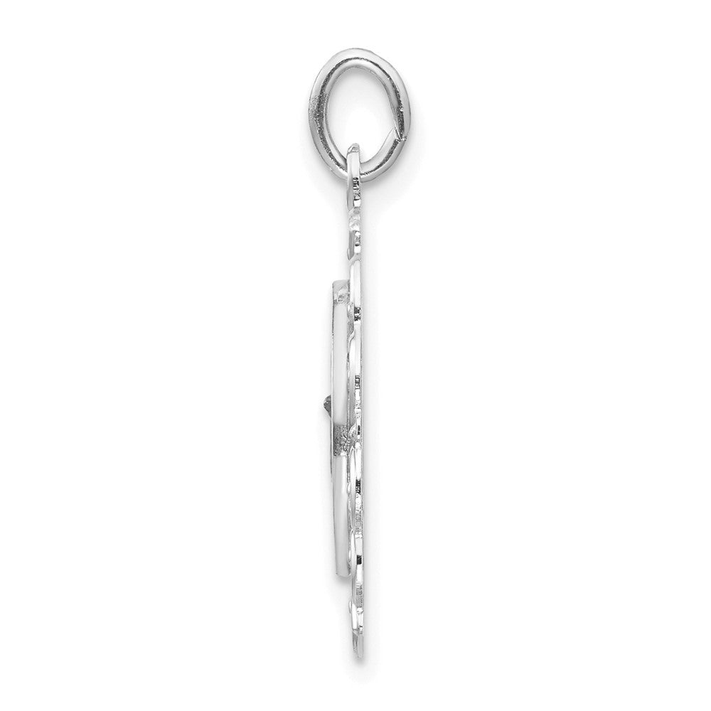 14K White Gold Polished and Satin Hollow St Jude Thaddeus Medal Oval Pendant