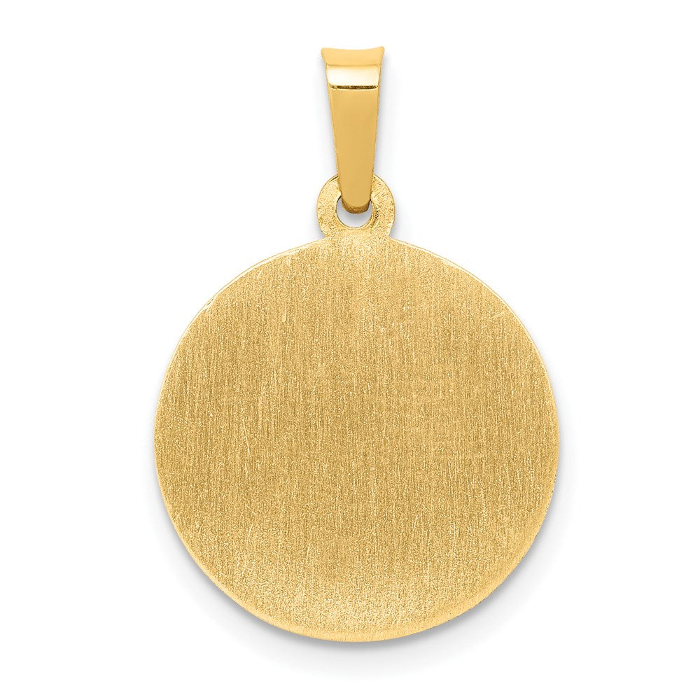14k Polished and Satin Hollow St. Michael Medal Round Pendant
