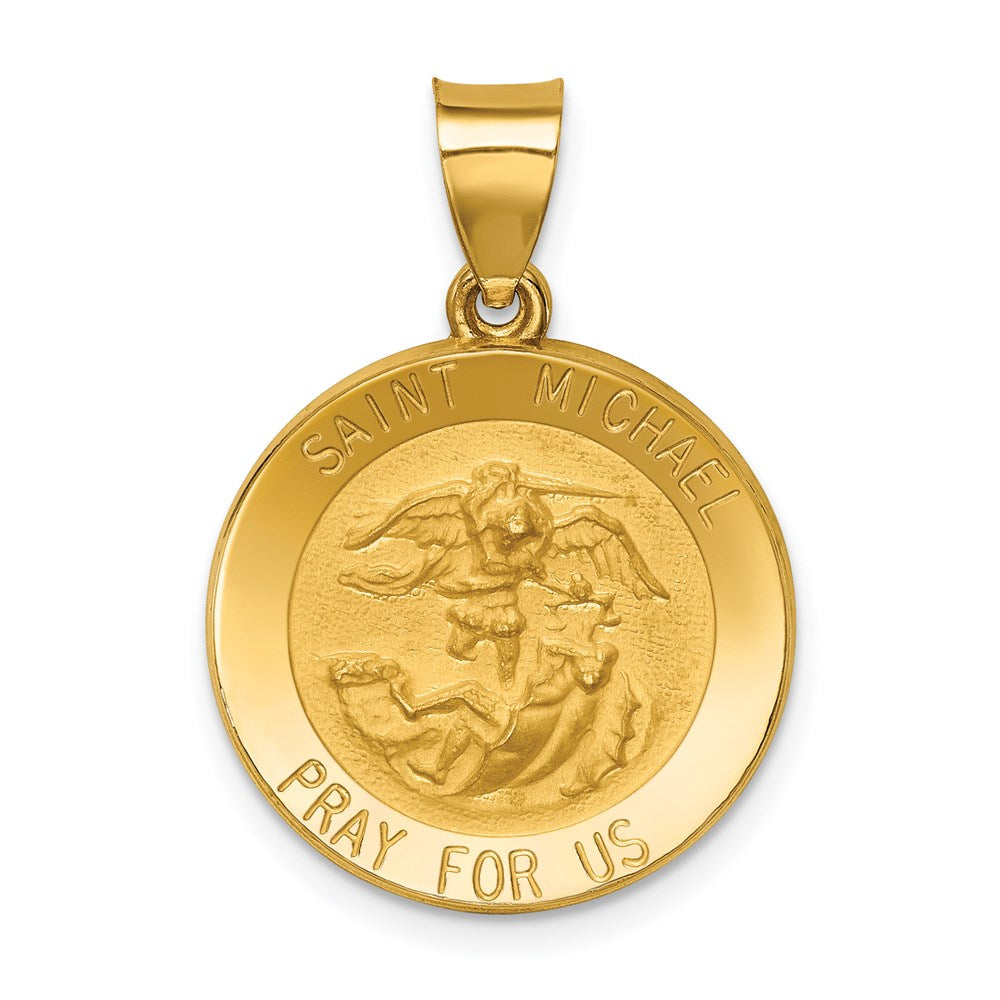 Die struck;14k Yellow gold;Hollow;Engravable;Polished & satin;Satin Back
