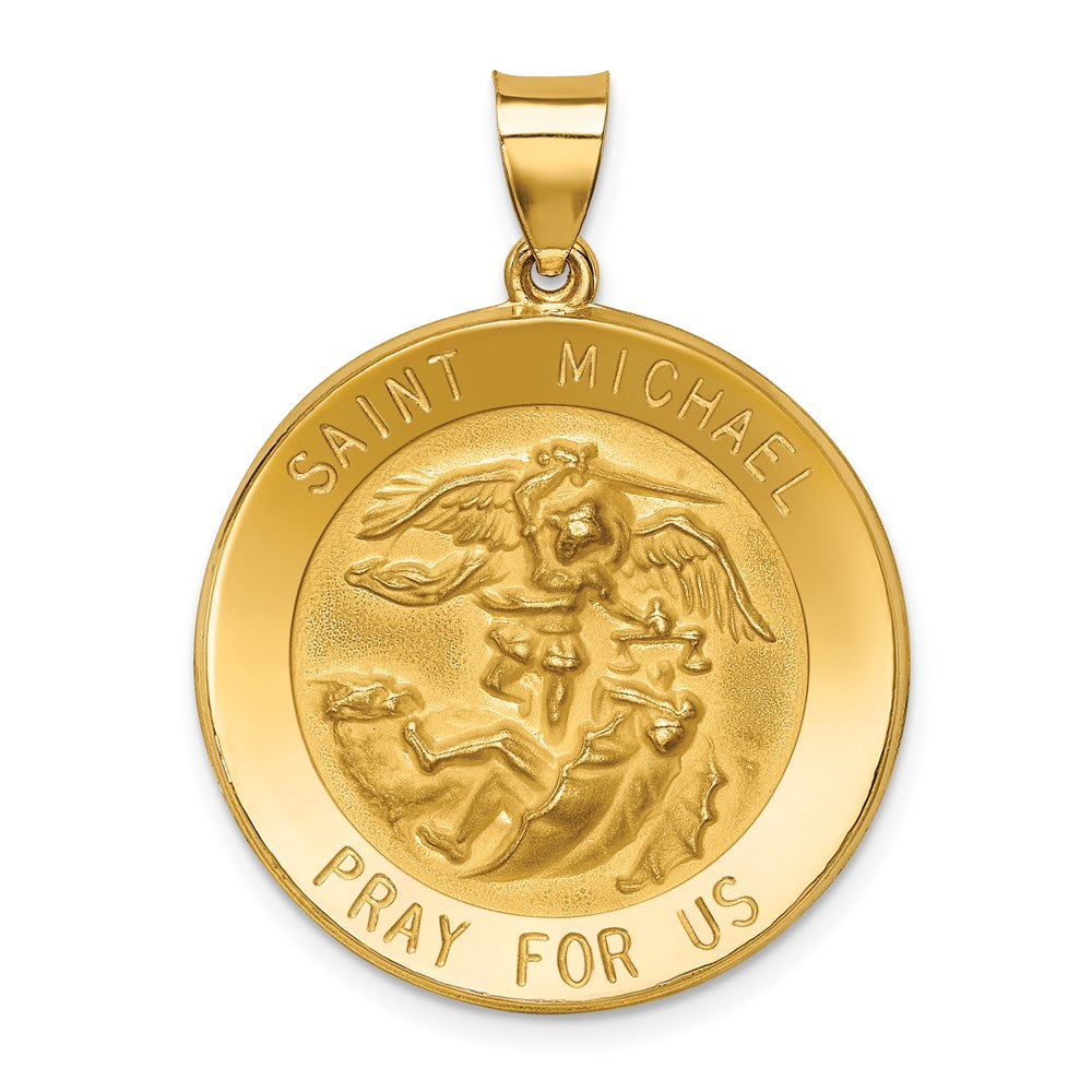 Die struck;14k Yellow gold;Hollow;Engravable;Polished & satin;Satin Back