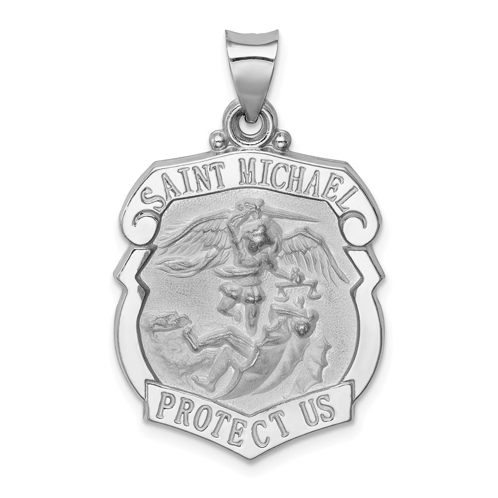 Die struck;14K White gold;Hollow;Engravable;Polished & satin;Satin Back