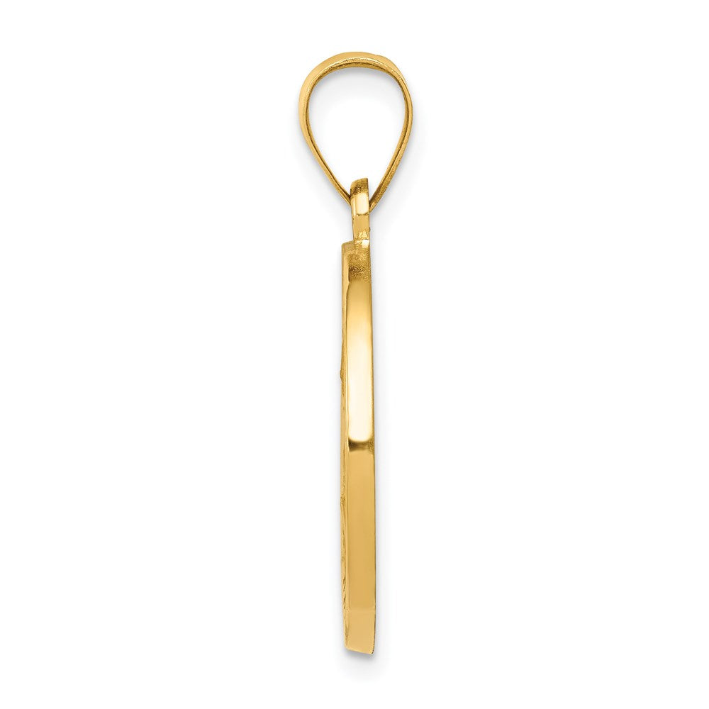 14k Polished and Satin Hollow St Nicholas Medal Round Pendant