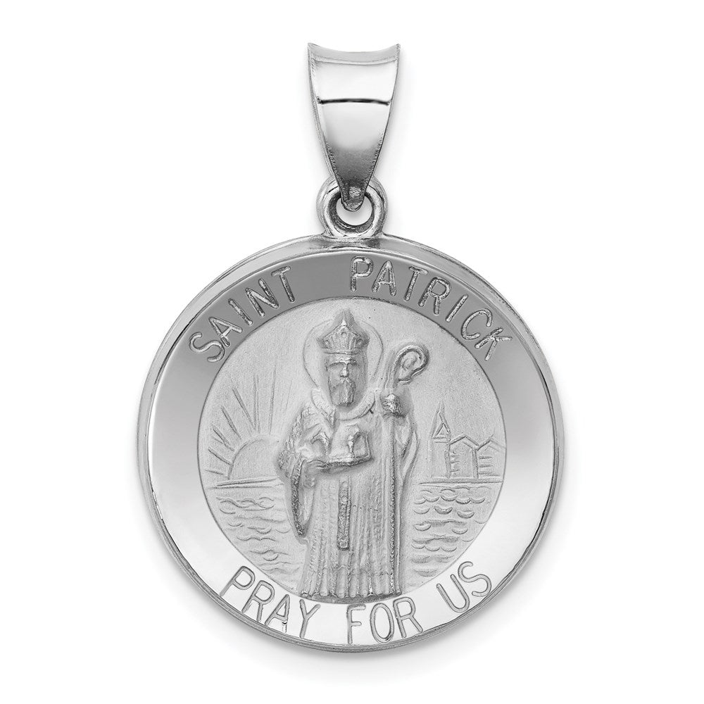 Die struck;14K White gold;Hollow;Engravable;Polished & satin;Satin Back