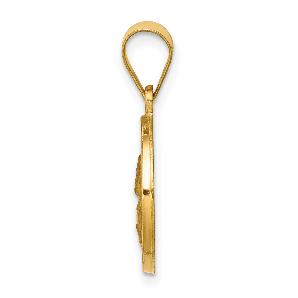 14k Polished and Satin Hollow St Paul Medal Round Pendant