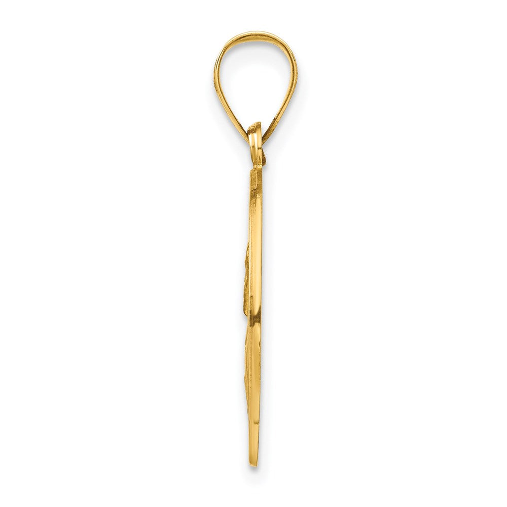 14k Polished and Satin Hollow St Paul Medal Round Pendant