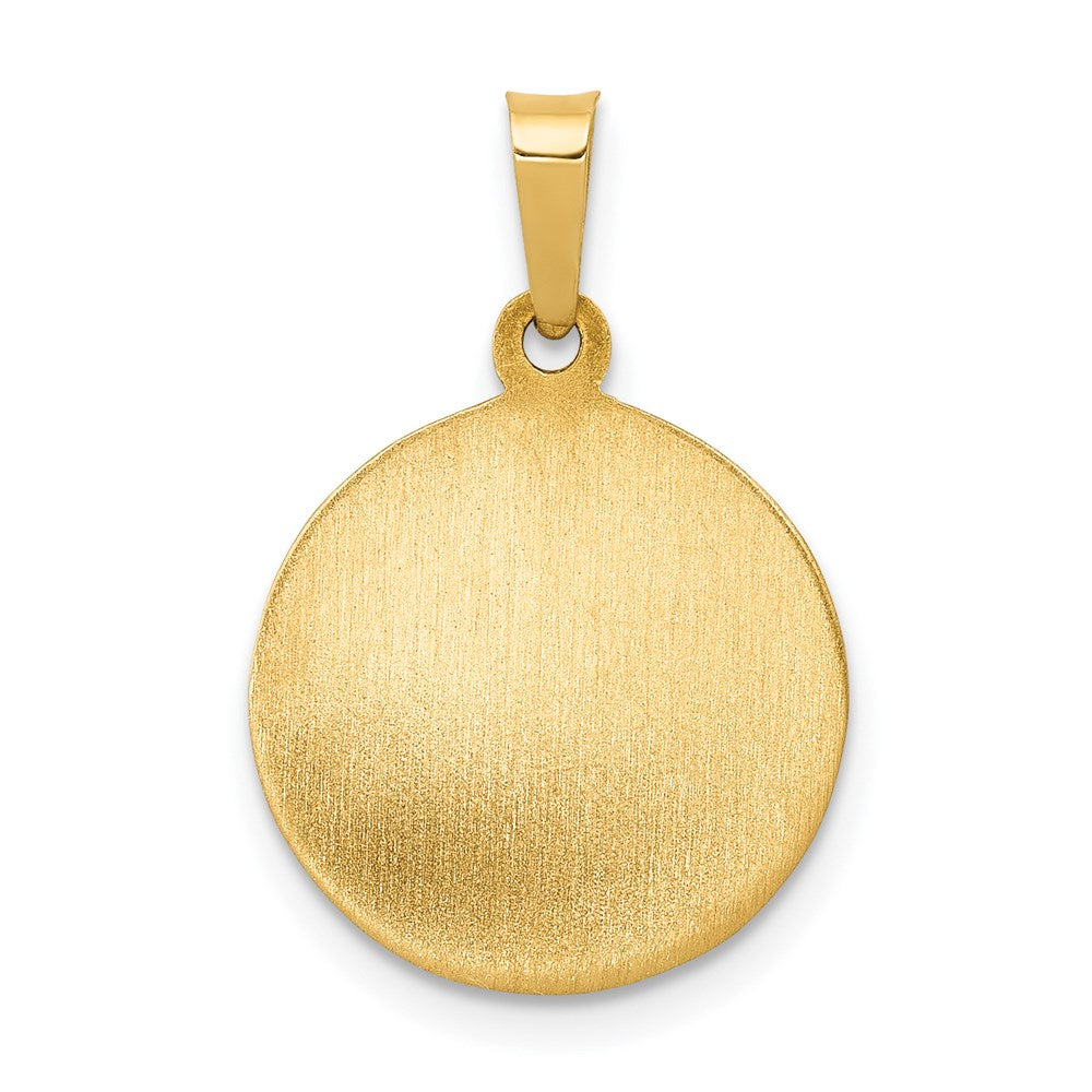 14k Polished and Satin Hollow FIRST HOLY COMMUNION Medal Round Pendant